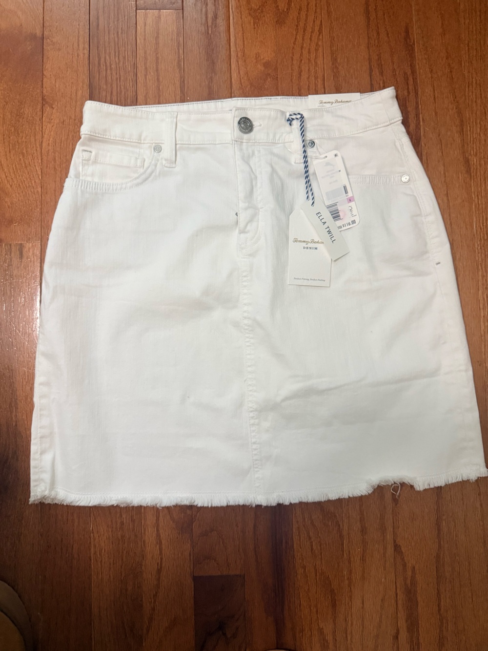 Tommy Bahama White Raw-Hem Denim Mini Skirt